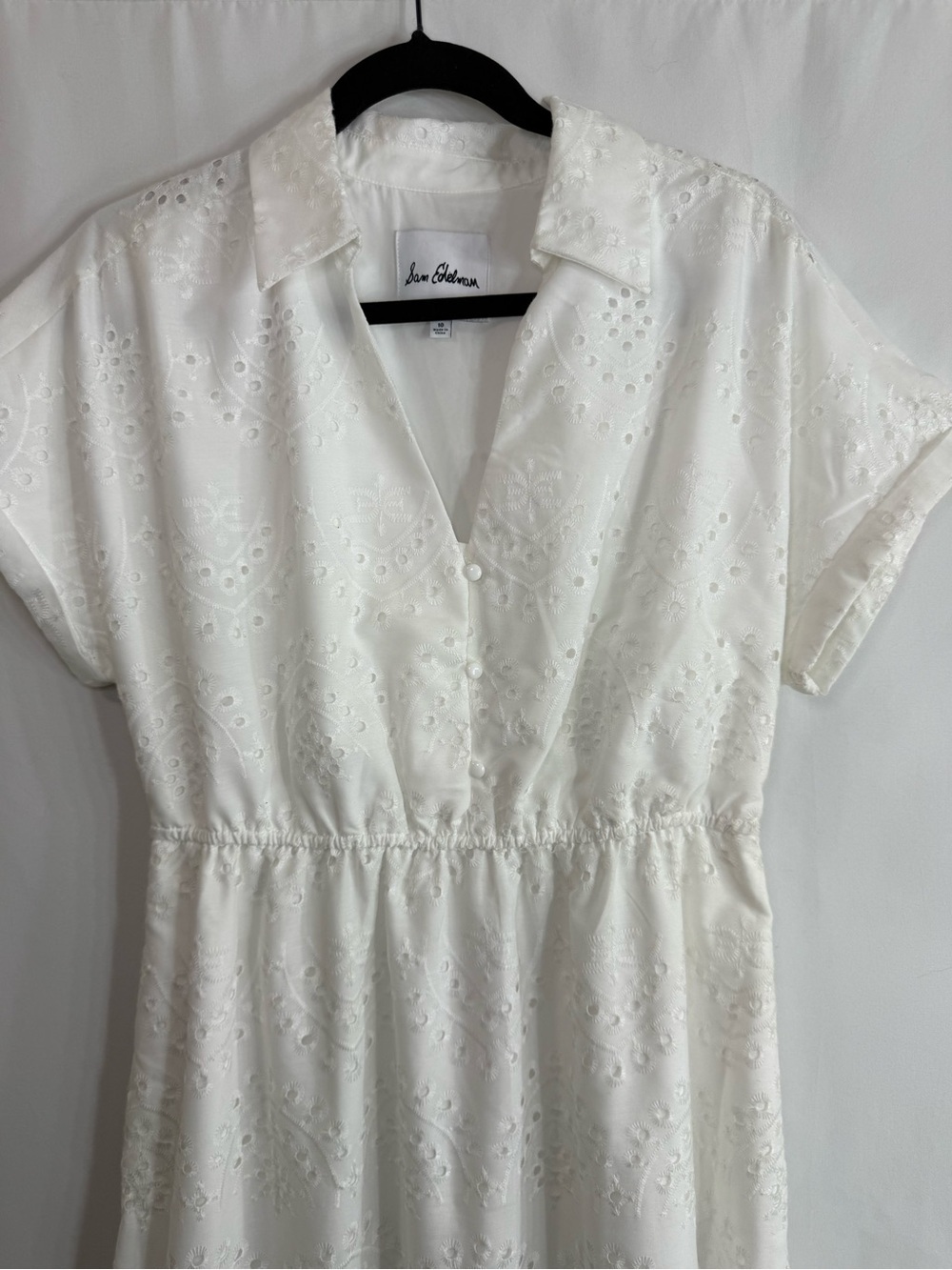 Sam Edelman White Eyelet Tiered Maxi Shirtdress, Size 10 NWoT - Picture 4 of 11
